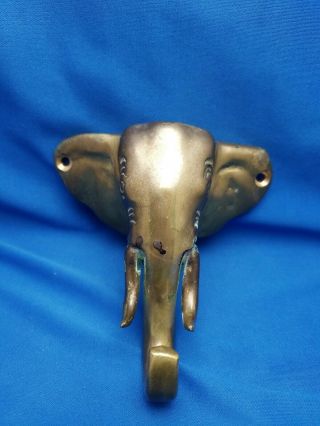 Vintage Brass Elephant Head Shaped Coat Hat Key Wall Hook Hanger