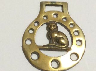 Vintage Brass Horse Harness The Cat Medallion Bridle Saddletack Equestrian