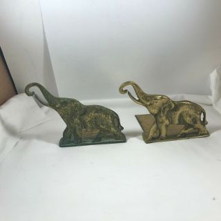 Unique Vintage Brass Elephant Bookends