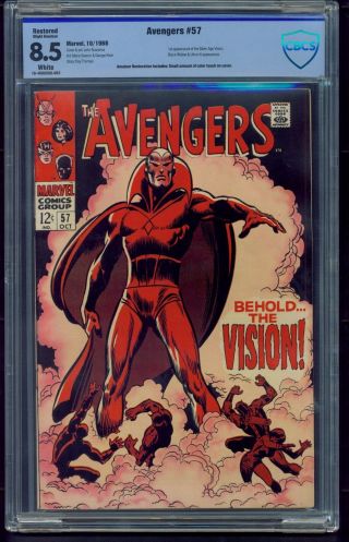 Avengers 57 (1968) Cbcs Graded 8.  5 Restoration 1st Silver Age Vision Not Cgc