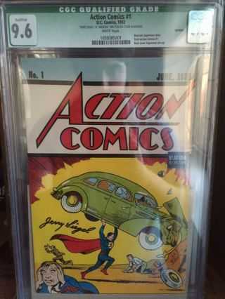 1992 Action Comics 1 Reprint Cgc 9.  6 Signed By Creator Jerry Siegel 669 / 2000