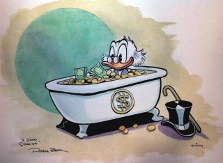 Uncle Scrooge Mcduck Art " A Good Soaking " Pat Block Disney Ducktales