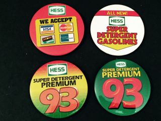 Four Different Hess Gasoline Station Attendant Advertising Badges Buttons Pins