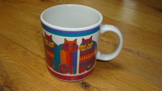 Vtg Laurel Burch Rainbow Cat Cousins Mug Cup 8 Oz Coffee Tea 1988 Colorful