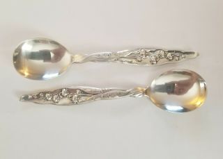 2 Lily Of The Valley By Whiting Sterling Silver Chocolate Spoon 4 1/4 "