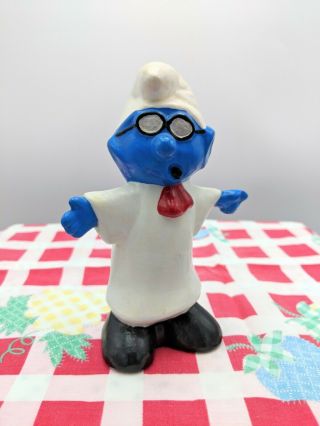 Vintage Judge Brainy Smurf Ceramic Figurine - Hand Painted