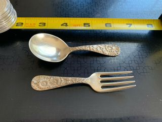 S.  Kirk & Son Repousse Sterling Silver Baby Fork And Spoon Set