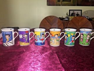 Six Betty Boop Fine Porcelain Coffee Mug Cup - The Danbury - Cond.