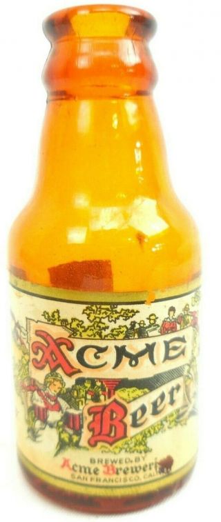 Vintage Collectible Miniature Acme Beer Bottle Souvenir San Francisco Ca