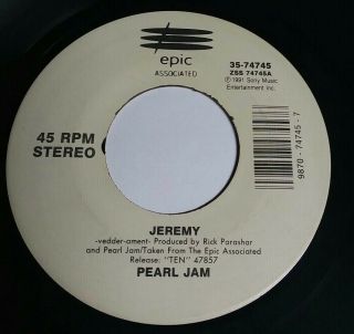Pearl Jam Jeremy / Alive 45rpm Record 7