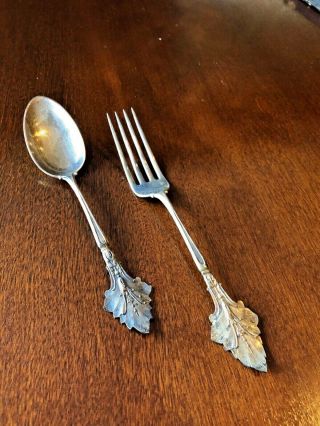 Antique Sterling Silver A.  B.  Griswold & Co Orleans Dinner Fork & Spoon 2