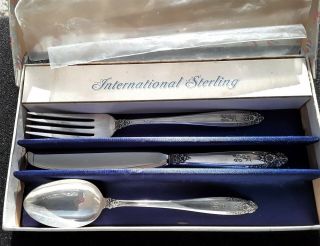 Vintage International Sterling.  Childs 3 Piece Set Of " Prelude ",