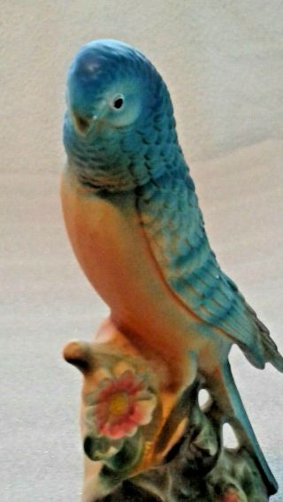Vintage Norleans Blue Parakeet Figurine Japan Hand Painted Bird Figurine
