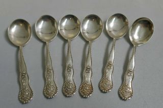 Set Of 6 - Vintage Sterling Silver Demitasse Spoons - Floral Pattern