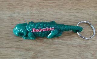 Vintage Budweiser Beer Chameleon Bottle Opener Key Chain Lizard Gecko 1990s Ad