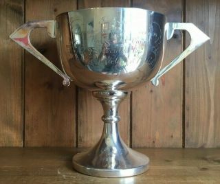 Vintage Large Silver Plate Tenpin Bowling Trophy,  Trophies,  Loving Cup,  Trophy