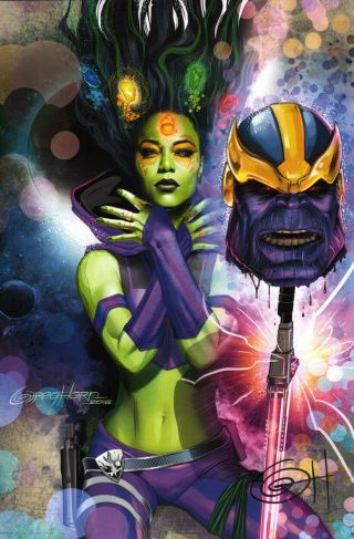Greg Horn Signed Avengers End Game Marvel Comic Art Print Gamora & Thanos