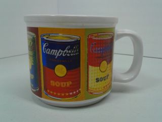 Vintage 1998 Campbell ' s Soup Mug 12 FL Oz Cup Andy Warhol Multi - Color Soup Cans 2
