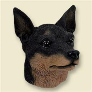 Miniature Pinscher Black And Tan Dog Head Painted Stone Resin Magnet