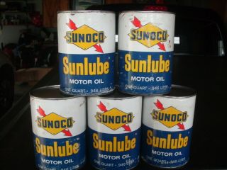 Sunoco Sunlube Motor Oil 1 Quart Cardboard Can (full) Hard To Find