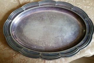 Tiffany & Co.  Makers Tray Silver Soldered Silverplated Oval Platter Tray 14 "