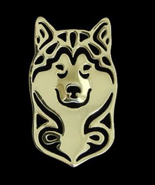 Alaskan Malamute Dog Brooch Or Pin - Fashion Jewellery - Gold Plated (head)