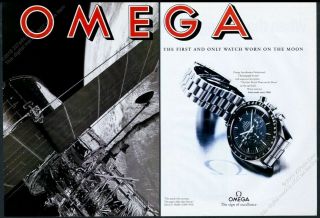 1996 Omega Speedmaster Professional Moon Watch Hubble Telescope Photo Print Ad