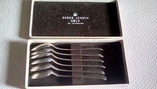 Georg Jensen Six Sterling Silver Spoons W/ Box