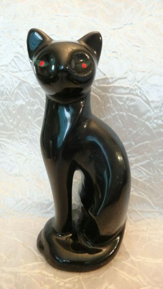Ceramic Black Cat Art Deco Retro Mid Century Figurine 1950 