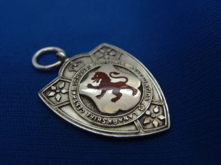 1924 Scottish Lion Rampant Football Solid Silver Pocket Watch Fob Medal Pendant