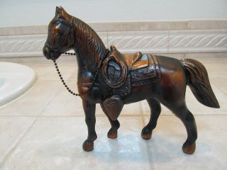Vintage Fair Carnival Prize Metal Copper Clad Horse Figurine 7 Inch