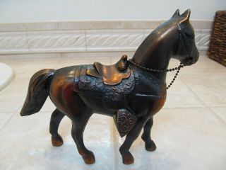 Vintage Fair Carnival Prize Metal Copper Clad Horse Figurine 7 Inch 2