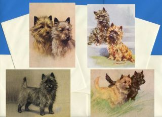 Cairn Terrier Pack Of 4 Vintage Style Dog Print Greetings Note Cards 4