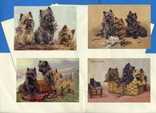 Cairn Terrier Pack Of 4 Vintage Style Dog Print Greetings Note Cards 1