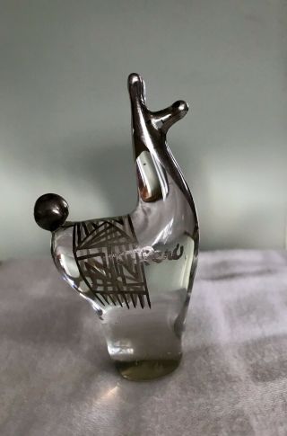 Small Vintage Silver And Glass Llama Figure Souvenir Of Peru Silver Overlay