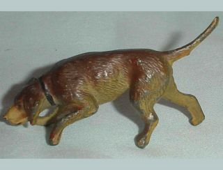 Antique Painted Lead Pointer,  Hunting Dog,  Fox Or Scent Hound Figurine 1.  75 "