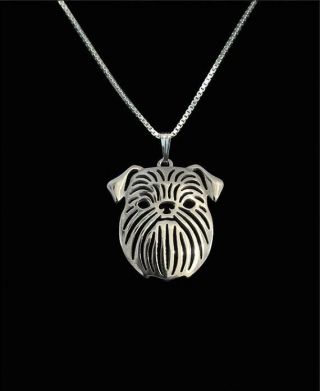 Brussels Griffon Dog Pendant Necklace Silver Tone Animal Rescue Donation