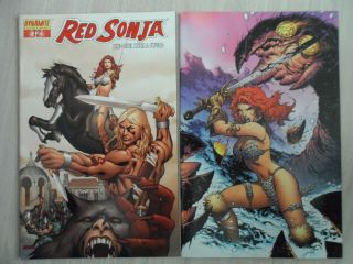 2 Rare Red Sonja 12 Variants: Jim Lee Virgin & Fiery Red Foil High End Edition