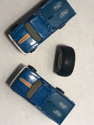 TWO Vintage Hot Wheels BIG FOOT Ford Pickup Trucks Small Wheels ONE LARGE 4