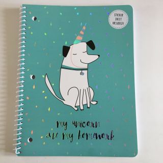 Unicorn Spiral Notebook Dog Stickers Teal My Unicorn Ate My Homework Cute