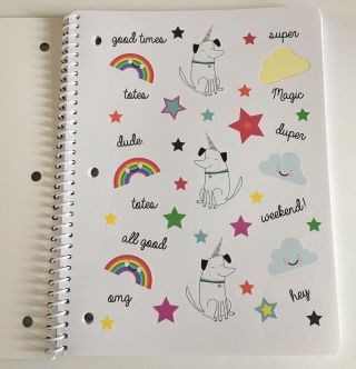 Unicorn Spiral Notebook Dog Stickers Teal My Unicorn Ate My Homework Cute 3