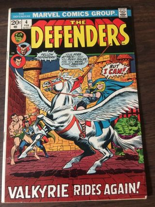 Defenders 4,  Vg - 3.  5,  1st Appearance Valkyrie/brunhilde; Dr.  Strange,  Namor