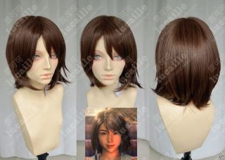 Final Fantasy X - 2 Yuna Short Brown Anime Costume Cosplay Wig,  Wig Cap