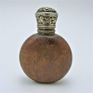 Small Silver Gilt And Leather Flask,  19th Century