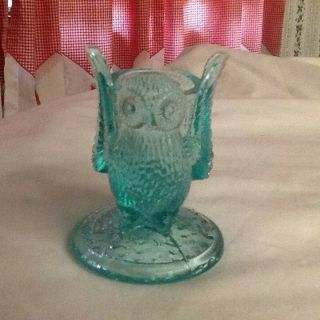 Vintage West Moreland? Blue Glass Owl Toothpick Holder.