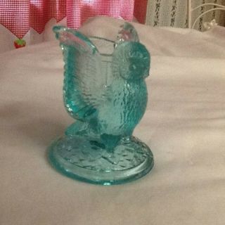 Vintage West Moreland? Blue Glass Owl Toothpick Holder. 2