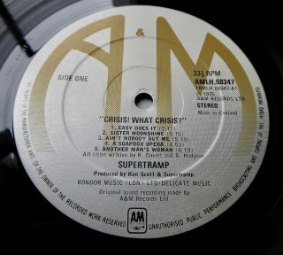 Supertramp Crisis? What Crisis? 1975 Uk A&m W/inner A1/b2,  Poster Insert Nm