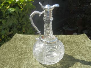 Stunning Victorian Regency Style Crystal And Silver Plate Claret Jug Circa 1850