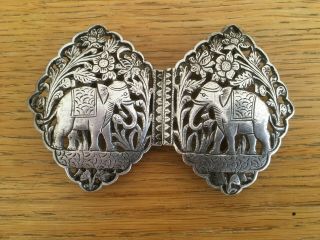Antique Indian Silver Belt Buckle Elephant Design