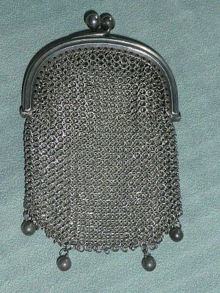 Delightful Antique Edwardian Silver Mesh or Chain Mail Chatelaine or Dance Purse 6